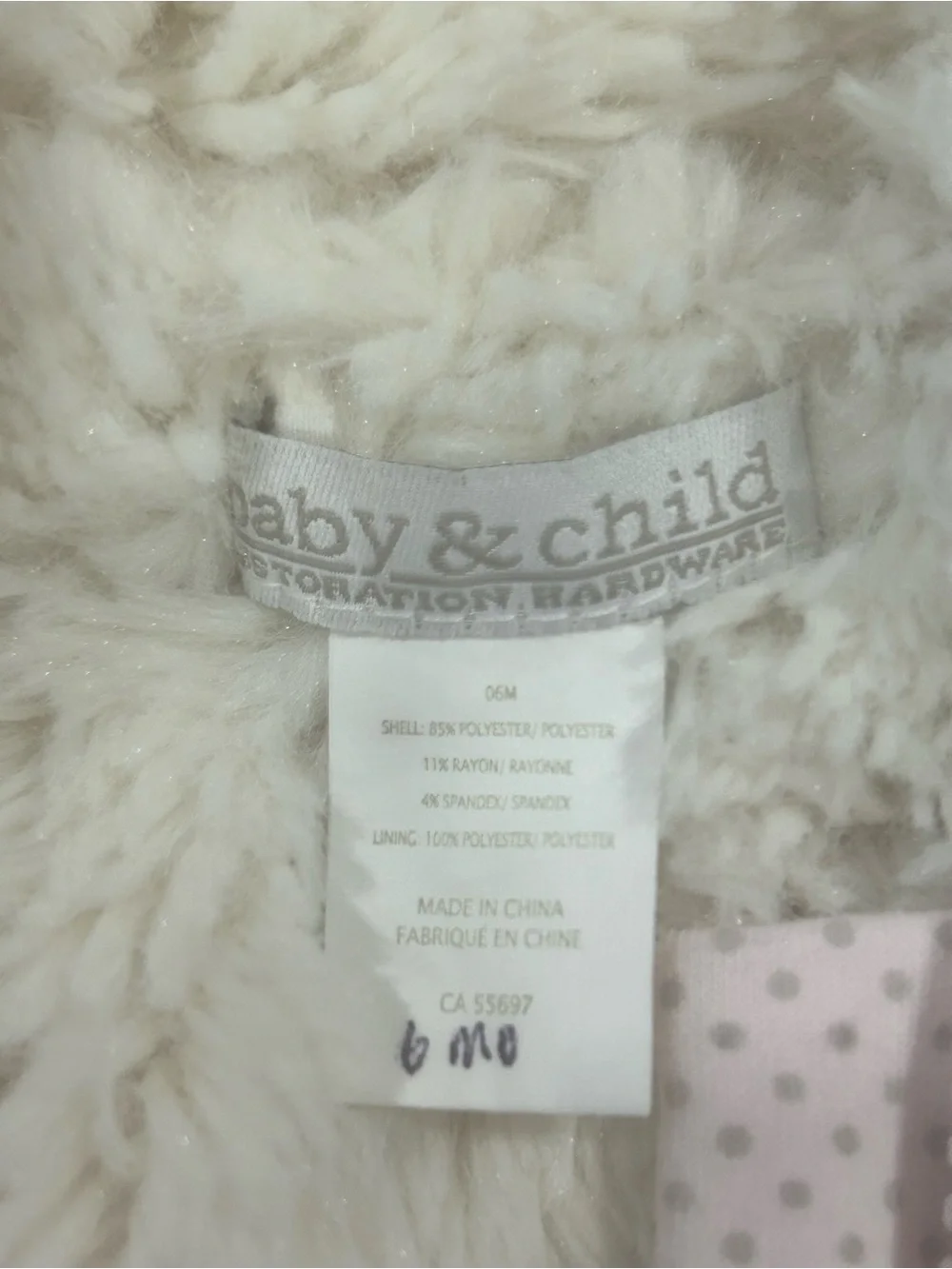 Restoration Hardware Baby & Child Pink gray Polka Dot Hooded Bunting pram 6 mos